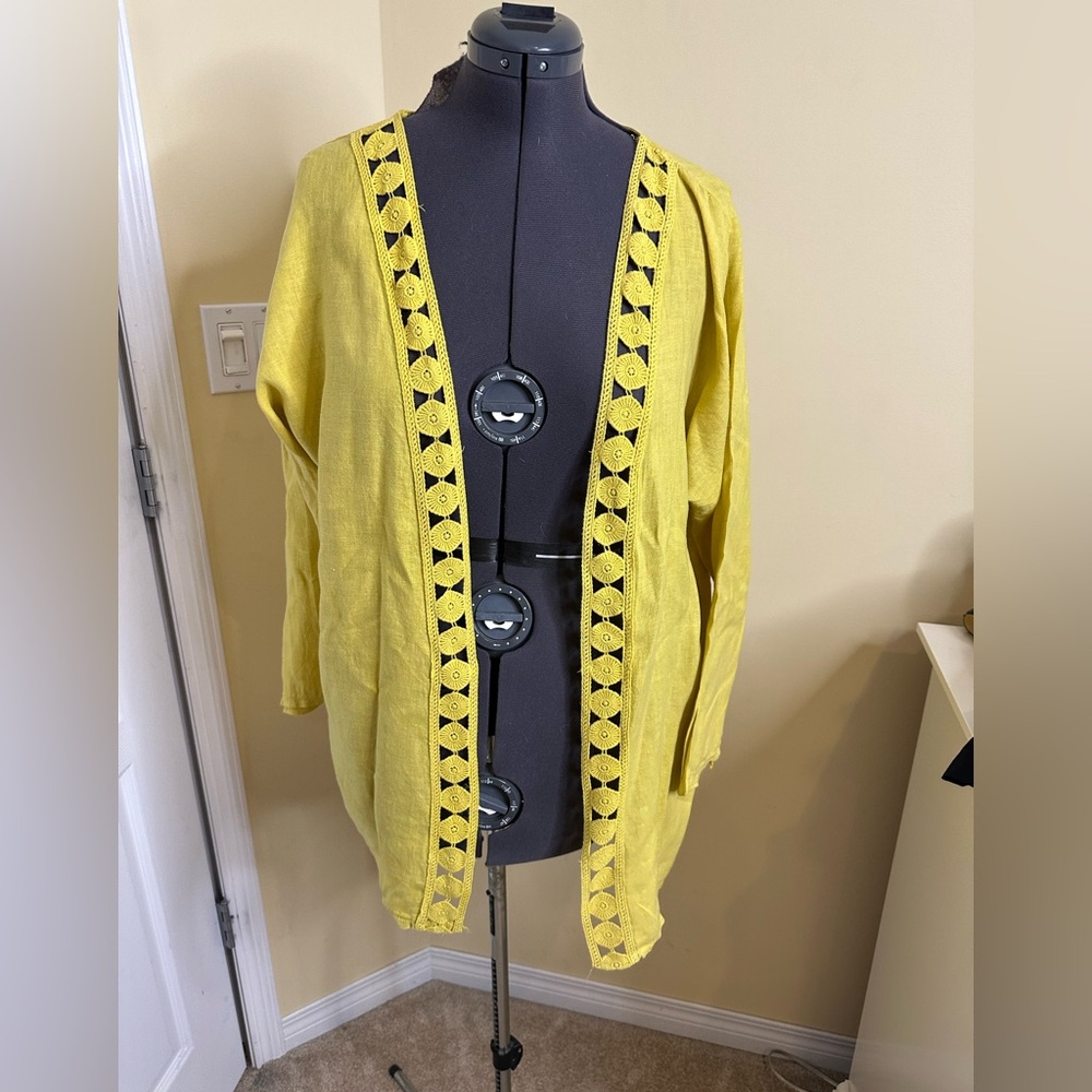 Nwot Citron 100% linen  Open-Front duster oversized size small